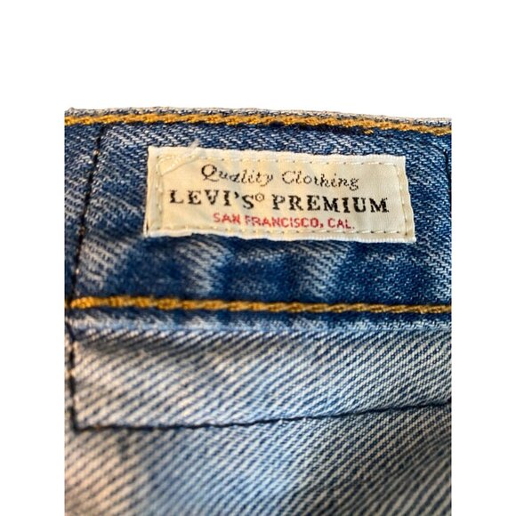 Levis 501 S Premium Big E Jeans 28x28 Button Fly Blue Denim Ripped Skinny - Picture 5 of 12